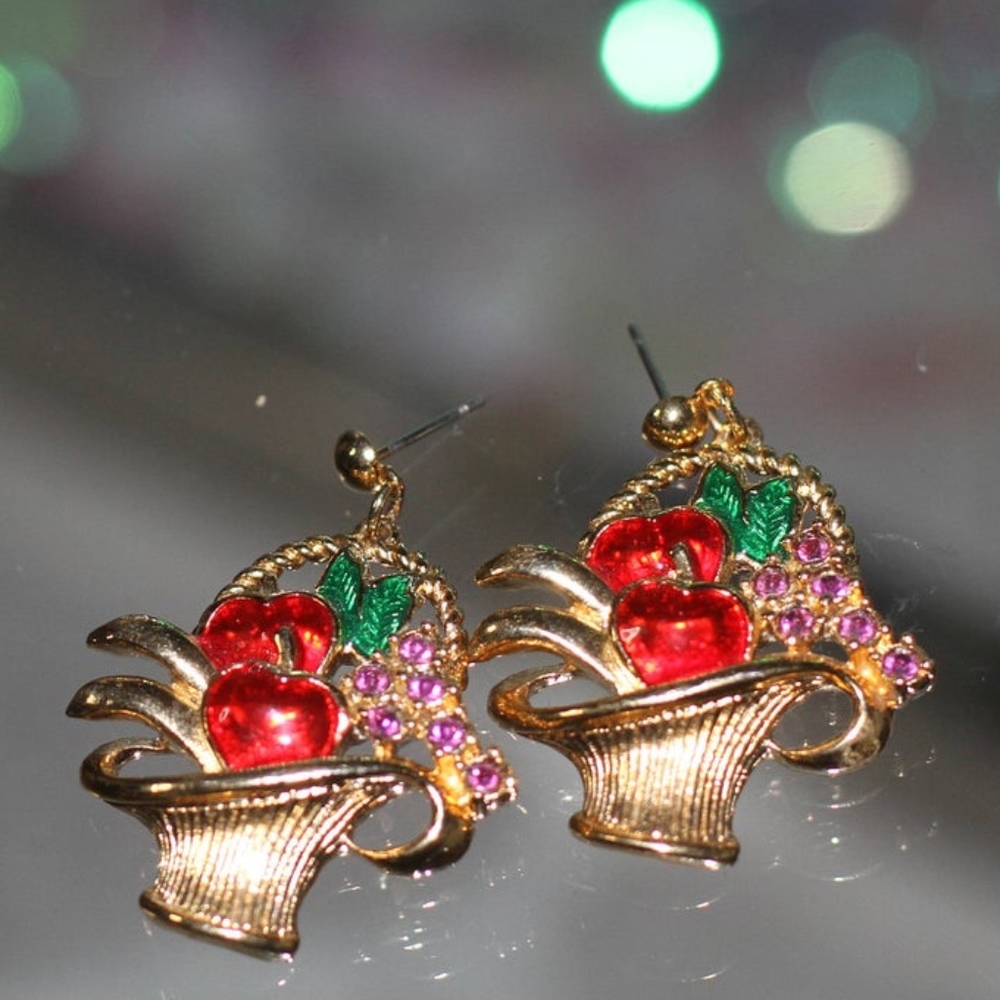 Multi Color Fruit Basket Earrings